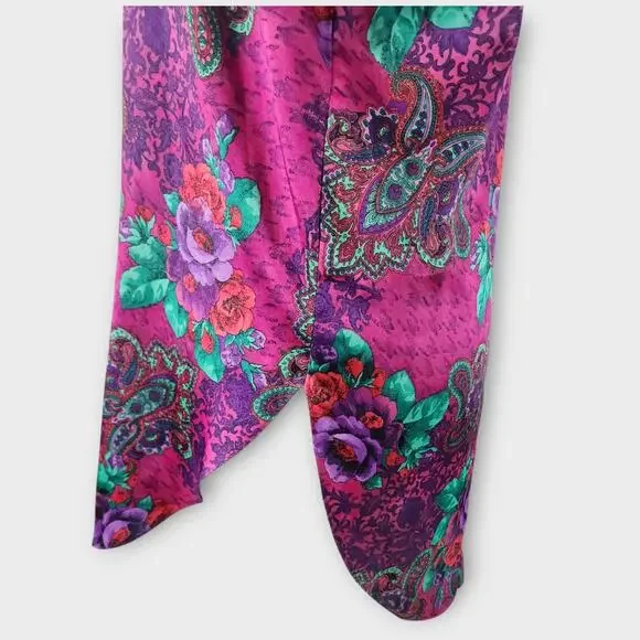 Victoria's Secret Nightgown Women's M/L Floral Satin Sleep Shirt Gold Label VTG - Picture 3 of 9